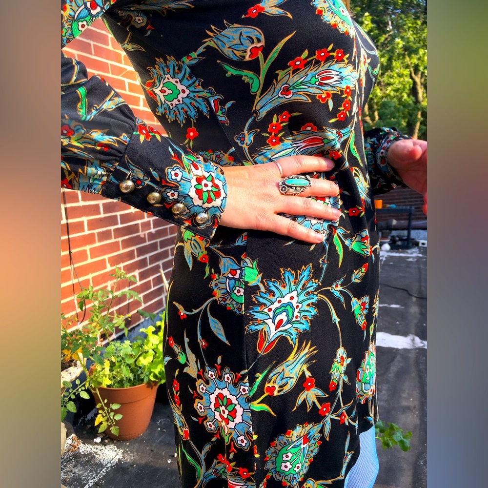 Super 60’s Mod Puff Sleeve Slinky Paisley Print Hendrix meets MINI Super Button - Picture 4 of 16